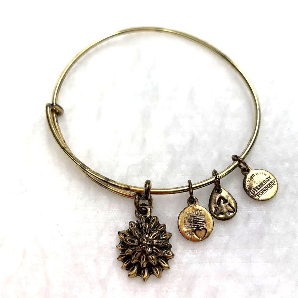 Alex and Ani Lotus Flower Charm Bracelet - Gold, Expands 2"- 3.5"